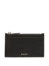 Bally Grained Leather Zip Cardholder In Brown