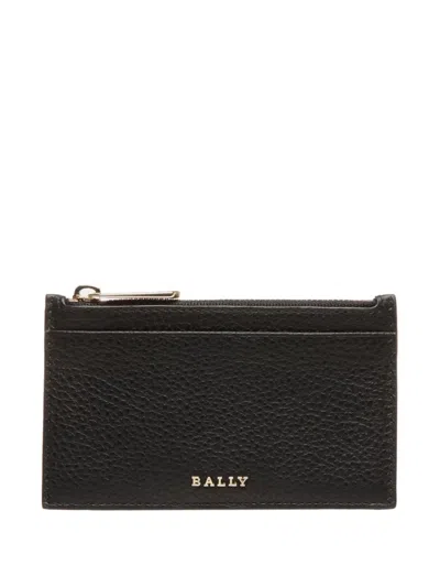 Bally Grained Leather Zip Cardholder In Black