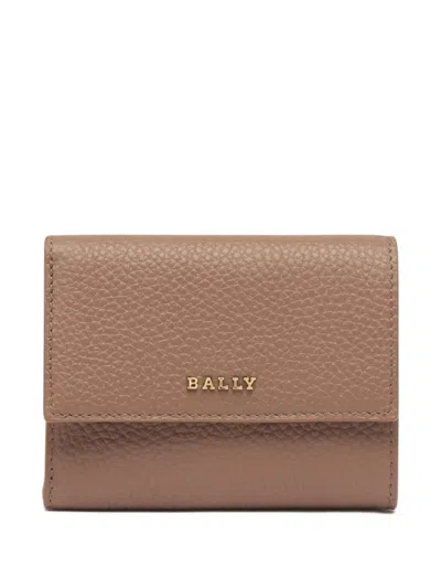 Bally Grained Logo Wallet In Brown