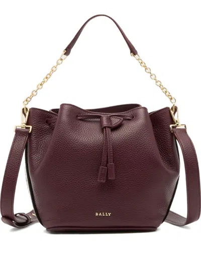 Bally Grained Ribbons Bucket Bag In Purple