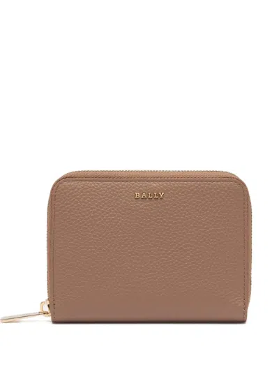 Bally Grained Zip-around Wallet In Brown