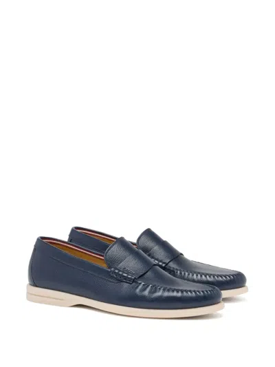 Bally Grainy-leather Loafers In Blue