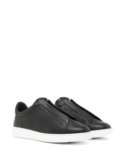 Bally Grainy-leather Slip-on Sneakers In Animal Print