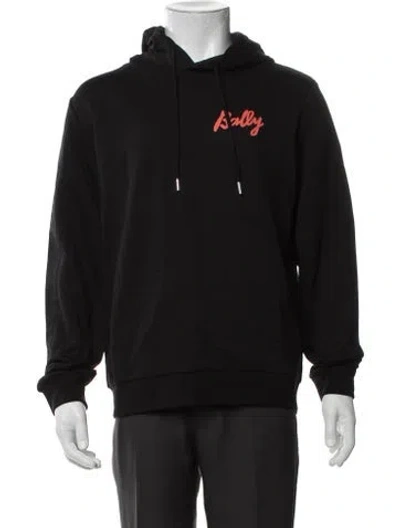 Pre-owned Bally Graphic Print Crew Neck Hoodie In Black