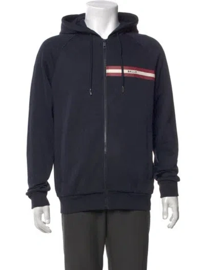 Pre-owned Bally Graphic Print Crew Neck Hoodie In Blue