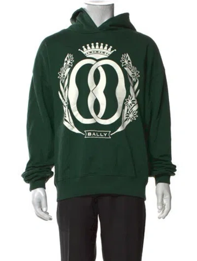 Pre-owned Bally Graphic Print Crew Neck Hoodie In Green