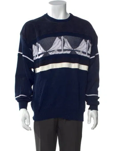 Pre-owned Bally Graphic Print Crew Neck Pullover In Blue