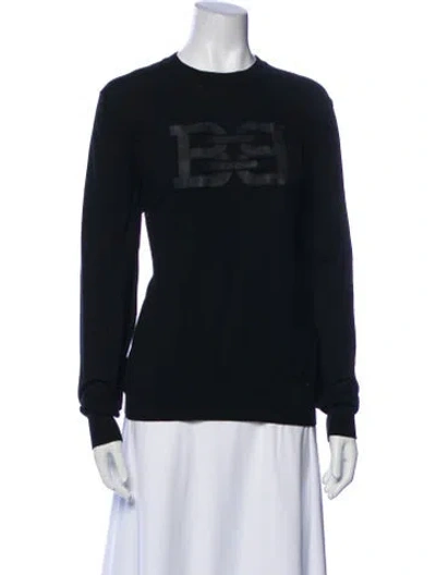 Pre-owned Bally Graphic Print Crew Neck Sweater In Black