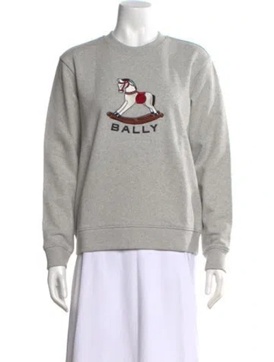 Pre-owned Bally Graphic Print Crew Neck Sweater W/ Tags In Gray