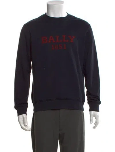 Pre-owned Bally Graphic Print Crew Neck Sweatshirt In Blue