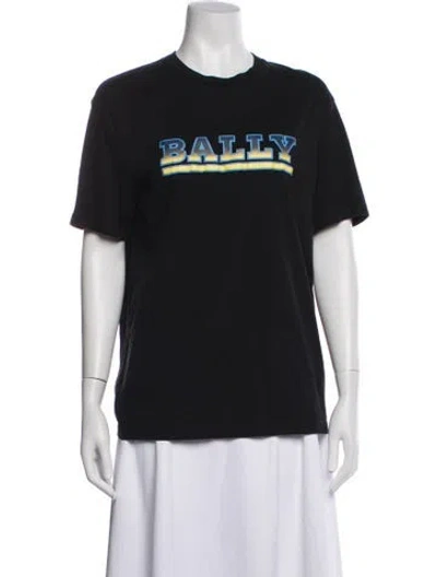 Pre-owned Bally Graphic Print Crew Neck T-shirt In Black