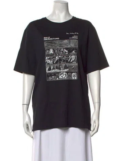 Pre-owned Bally Graphic Print Crew Neck T-shirt In Black