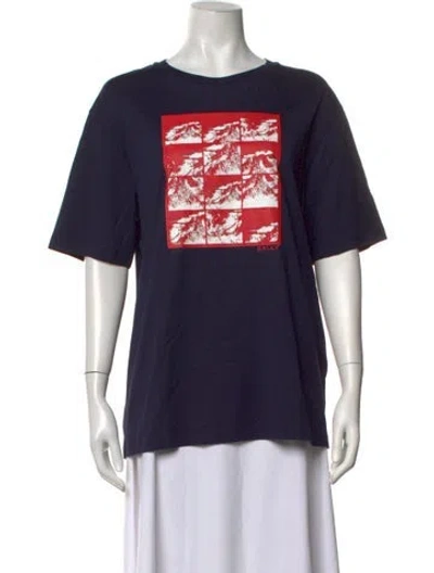 Pre-owned Bally Graphic Print Crew Neck T-shirt In Blue