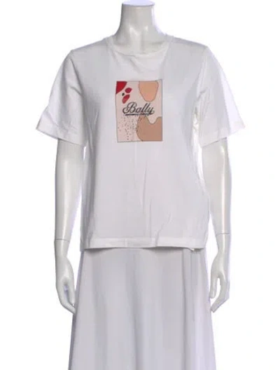 Pre-owned Bally Graphic Print Crew Neck T-shirt In White