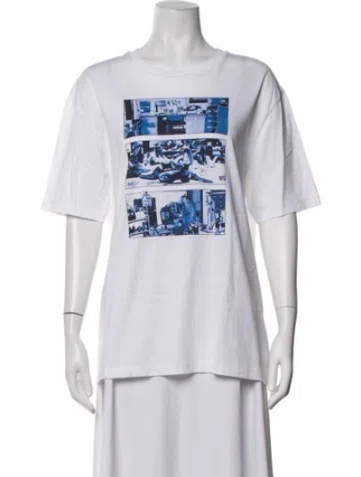 Pre-owned Bally Graphic Print Crew Neck T-shirt In White
