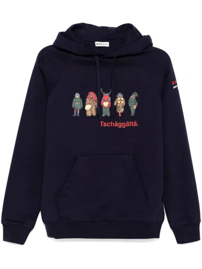 Bally Graphic-print Hoodie In Blue