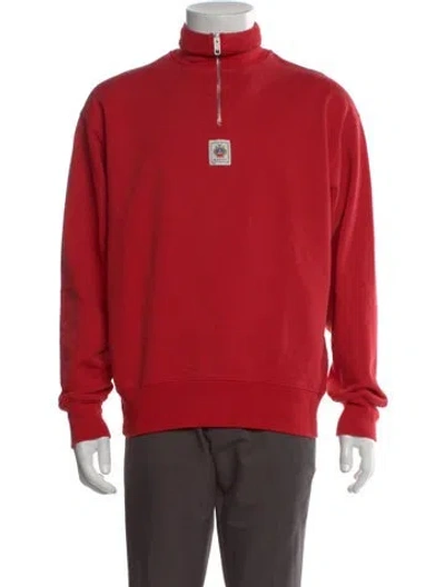 Pre-owned Bally Graphic Print Mock Neck Sweatshirt In Red