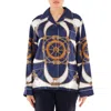 Bally Graphic-print Notched-collar Silk Shirt In Blue