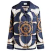 Bally Marine Print Silk Shirt In Grey