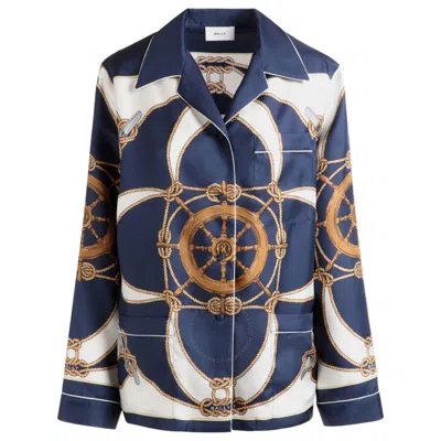 BALLY BALLY GRAPHIC-PRINT NOTCHED-COLLAR SILK SHIRT