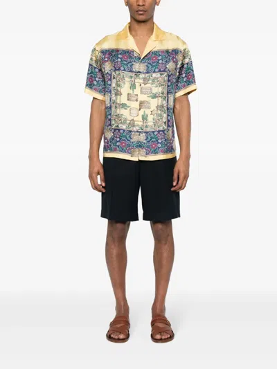 Bally Graphic-print Silk Shirt In Yellow