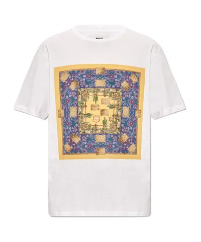 Bally Graphic Printed Crewneck T-shirt In White