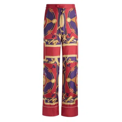 Bally Graphic-print Wide Leg Trousers In Red