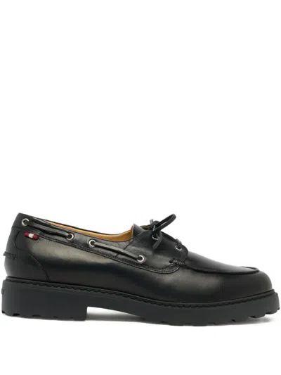 Bally Gusto Leather Boat Shoes In Black