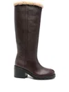 Bally Gusto Shearling-trim Boots In Brown