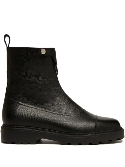 Bally Gusto Zipped Grained Boots In Black