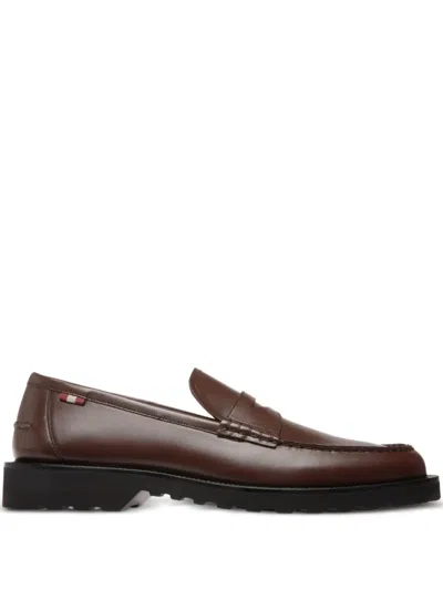 Bally Gyles Leather Loafers In Brown