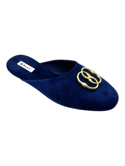Bally Gylon 6303993 Men's Marine Suede Leather Slippers In Blue