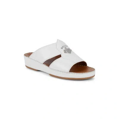 Pre-owned Bally Hakman Men's White Grained Leather Sandals Us 10 Msrp $625