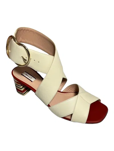Bally Haylie 6225823 Ladies Bone Plain Leather Sandals In White