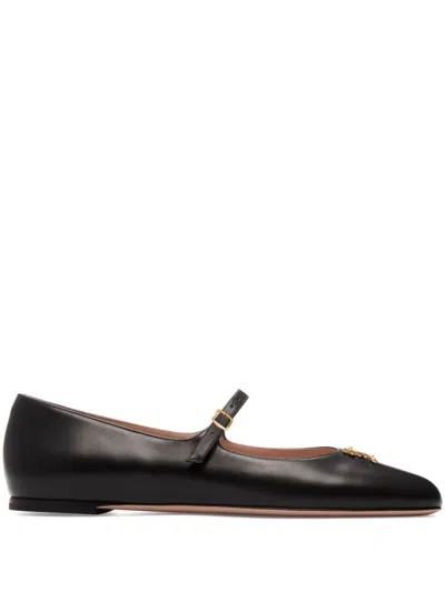 Bally Heart-plaque Ballerina Shoes In Black