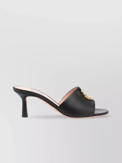 Bally Heeled Leather Mules With Open Toe In Black