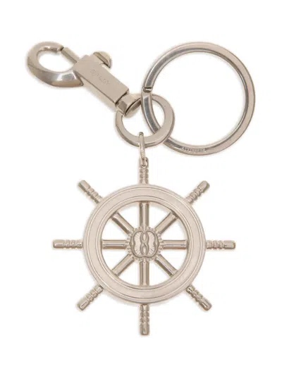 Bally Helm-charm Metal Keyring In Silver