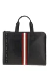 Bally Smooth Leather Document Case With Shoulder Strap In F010
