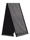 Bally Herringbone Wool Scarf In Gray