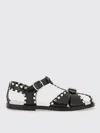 Bally Black Calfskin Leather Sandals With Metal Trim And Buckle Closure In Black