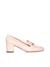 Bally Block Heel Pumps Metal Hardware In Dusty Petal 23 50