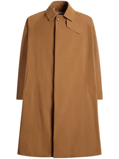 Bally High-neck Trench Coat In Brown