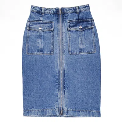 Bally Hilda Zip-front Denim Midi Skirt In Blue