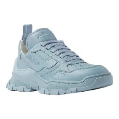 Pre-owned Bally Holden 6303024 Men's Poolside Light Blue Leather Sneakers Msrp $650