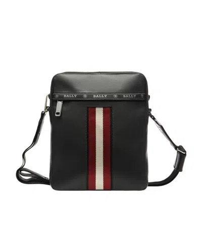 Bally Holm Striped Zipped Messenger Bag In Black