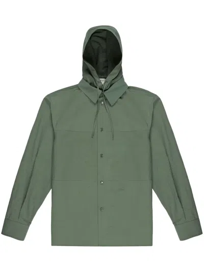 Bally Hooded Shirt Jacket In Green