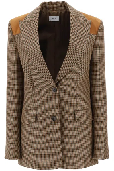 Bally Houndstooth Single-breasted Blazer For Women In Beige