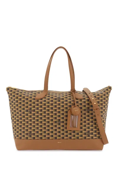 Bally Iconic Shoulder Tote Bag For Women In Coated Canvas With Removable Leather Strap And Gold Hardware In Multicolor