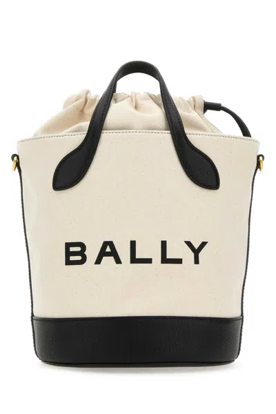 Bally Ivory Canvas Bar Bucket Bag In Neutral