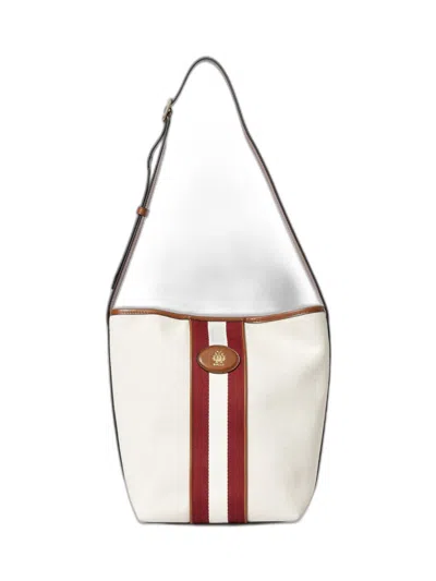 Bally Ivory Cotton Flax Linen Shoulder Bag